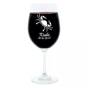 Бокал для вина Leonardo 400 мл, мотивный бокал, знак зодиака Рак, подарок, бокал для настроения с гравировкой, бокал для настроения, 22 см Glaskoch