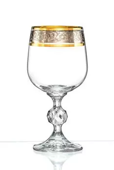 Бокалы для красного вина Bohemia Claudia Эксклюзивный хрустальный бокал для вина 230 мл золото платина набор из 6 шт Crystalex