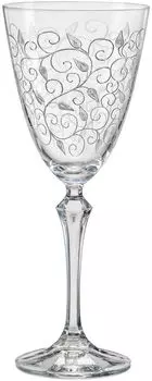 Бокалы для красного вина Bohemia Crystal, бокал для вина, модель Leaves Clear, гравировка, 350 мл, набор из 6 шт Crystalex