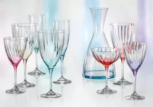 Бокалы для красного вина Bohemia Crystal, бокал для вина, модель Kate Optic, разноцветные, 400 мл, набор из 6 шт