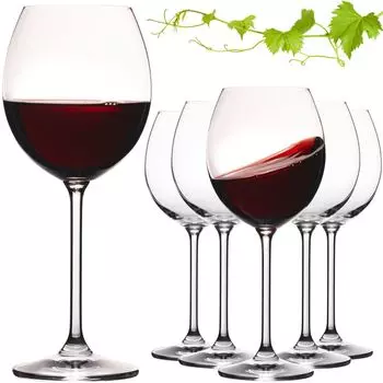 Бокалы для красного вина IMPERIAL, 350 мл, набор из 6 бокалов для красного вина "Венеция" из хрустального стекла, можно мыть в посудомоечной машине IMPERIAL glass, прозрачный