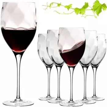 Бокалы для красного вина IMPERIAL Элегантные бокалы для красного вина 350мл серия "Glamour" набор из 6 фужеров из хрусталя Бокал для красного вина ручной работы IMPERIAL glass, прозрачный