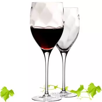 Бокалы для красного вина IMPERIAL Элегантные бокалы для красного вина 350мл серия "Glamour" набор из 2-х бокалов из хрусталя Бокал для красного вина ручной работы IMPERIAL glass, прозрачный