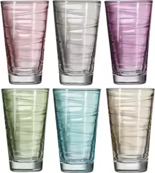 Бокалы для лонг-дринков LEONARDO "Colori", (набор, 6 шт.), облагороженные светостойкой гидроглазурью, 280 мл, 6 шт 12,8 см, цвет bunt