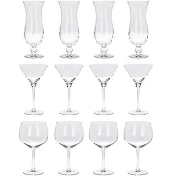 Бокалы для напитков, 3 вида: Джин, Тоник, Ураган, 12 шт Koopman