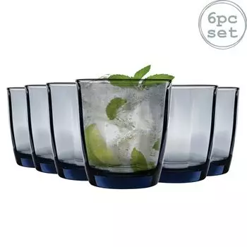 Бокалы для питья Bormioli Rocco Pulsar граненые, синий океан, 300 мл, 6 шт. в упаковке, белый