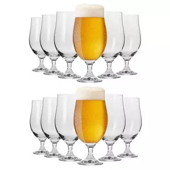 Бокалы для пива KIAPPO для лагера - Бокалы и питьевая посуда - Набор стаканов - Подарки для мужчин - Прозрачное стекло - Хрустальные бокалы - Бокал для лагера - Можно мыть в посудомоечной машине - Бокал для пива 500 мл, 12 шт