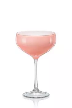 Бокалы для шампанского Coupe Praline Cherry, розовые хрустальные бокалы 180 мл, набор из 4 шт Crystalex