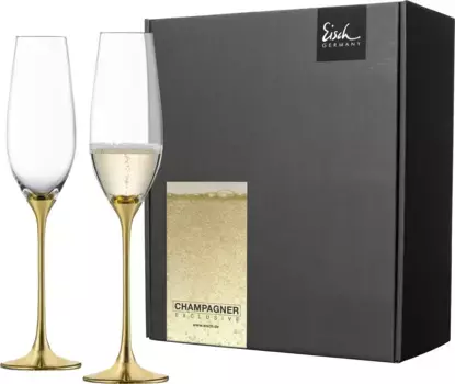 Бокалы для шампанского Eisch "Champagne Exclusive", (набор, 2 шт.), издание в настоящем золоте, 180 мл, 2 шт 28 см, цвет goldfarben