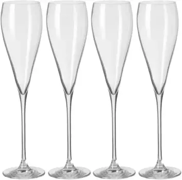 Бокалы для шампанского Fink "PREMIO", (набор, 4 шт.), бокал для шампанского, флейта для шампанского, набор из 4 шт., прозрачный 6х28 см, цвет transparent