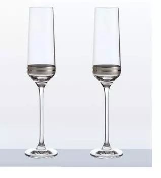 Бокалы для шампанского Kisslinger Austria Band Platinum, набор из 2 фужеров для шампанского H26см