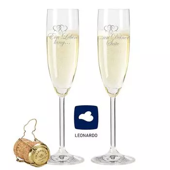 Бокалы для шампанского Leonardo - рядом с вами на всю жизнь с гравировкой в наборе - подарок паре - доказательство любви Gravurzeile