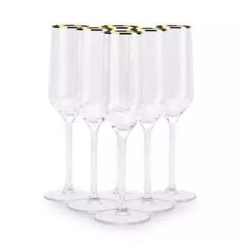 Бокалы для шампанского Набор из 6 бокалов для шампанского Бокал для шампанского GOLD RUBY 220 мл Altom Design