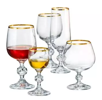 Бокалы для вина Bohemia Celebration, фужеры для шампанского, фужеры, хрустальные бокалы - большой набор из 24 предметов Crystalex