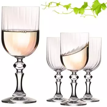 Бокалы для вина IMPERIAL рифленые 320мл "Прага" набор из 4 бокалов для белого вина из хрусталя, винтаж, можно мыть в посудомоечной машине IMPERIAL glass, прозрачный