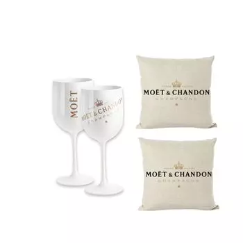 Бокалы Mot & Chandon Ice Imprial белые, включая 2 подушечки, подарочный набор для шампанского Moet & Chandon