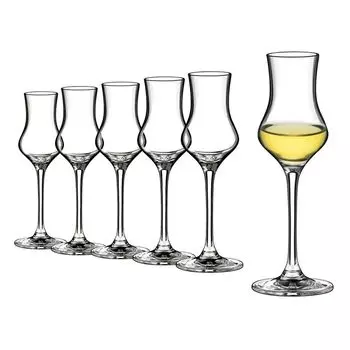 Бокалы Rona для граппы I Бокалы для граппы, набор из 6 шт. I Рюмки на ножке I Бокалы для ликера I 90 мл I Можно мыть в посудомоечной машине I Люблю выдувать вручную I Отлично P, прозрачный