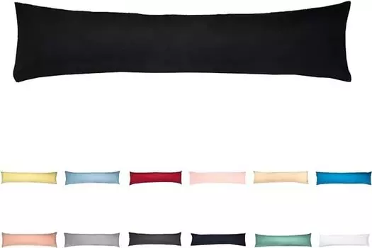 Боковая подушка для сна с чехлом 40х145 см черная - хлопок 100% - подушка для беременных/подушка для беременных/подушка для кормления с наволочкой livessa