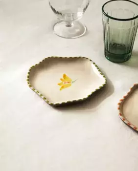 Боковая тарелка с цветочным узором Zara Home, зеленый