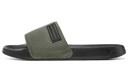 Боковые линии Шлепанцы мужские зеленые Skechers