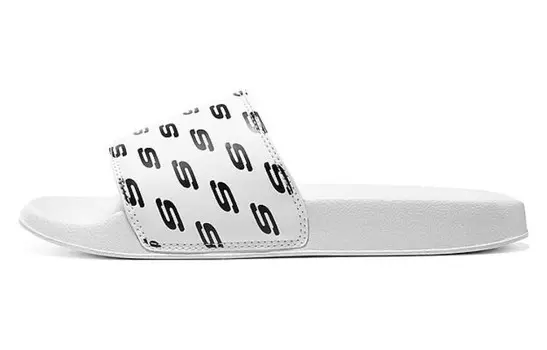 Боковые линии Шлепанцы женские Черный/белый Skechers