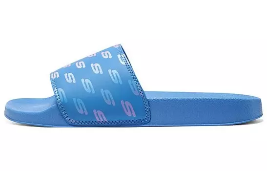Боковые линии Шлепанцы женские синие Skechers