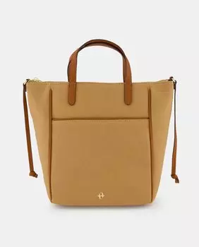 Большая бежевая сумка-тоут с контрастными деталями Tintoretto, бежевый