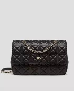 Большая черная кожаная сумка-конверт на плечо Roberto Verino, черный