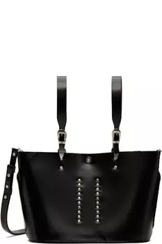 Большая черная кожаная сумка-тоут Toga Pulla