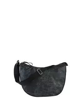 Большая черная сумка через плечо в форме полумесяца Alviero Martini