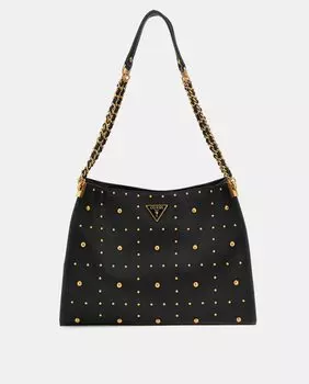 Большая черная сумка-шоппер Maranta с золотыми заклепками Guess, черный