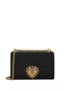 Большая черная женская кожаная сумка через плечо devotion Dolce&Gabbana