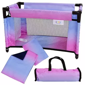 Большая дорожная кроватка для кукол, манеж + КОМПЛЕКТ ПОСТАЛЬНОГО СУМКИ 52 см Дорис Doris