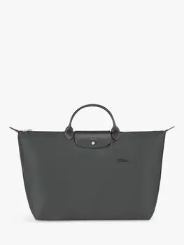 Большая дорожная сумка Le Pliage из переработанной парусины зеленого цвета Longchamp, графит