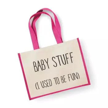 Большая джутовая сумка Baby Stuff I Used To Be Fun, розовая 60 SECOND MAKEOVER, розовый