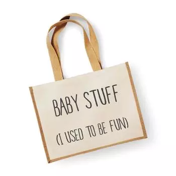 Большая джутовая сумка Baby Stuff I Used To Be Fun Натуральная детская сумка 60 SECOND MAKEOVER, бежевый