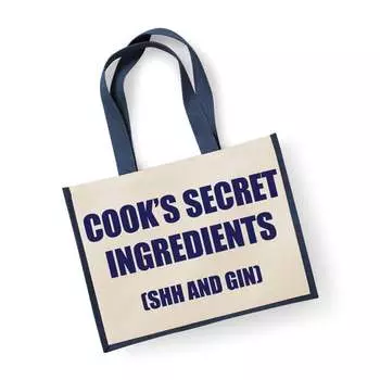 Большая джутовая сумка Cook's Secret Ingredients (Shh и Gin), темно-синяя сумка 60 SECOND MAKEOVER, синий