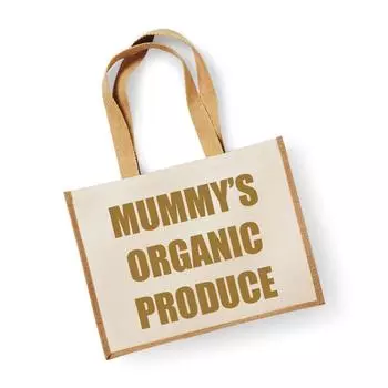 Большая джутовая сумка Mummy's Organic Produce Natural Bag, золотистый текст 60 SECOND MAKEOVER, золото