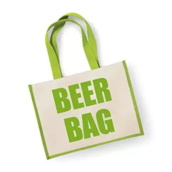 Большая джутовая сумка Пивная сумка Зеленая сумка для новой мамы 60 SECOND MAKEOVER, зеленый