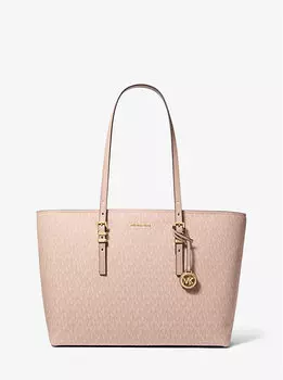 Большая фирменная сумка-тоут с логотипом Quinn и кожаной сумкой-шоппером Michael Kors, бежевый