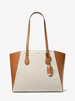 Большая фирменная сумка-тоут Taryn с логотипом и кожаной отделкой Michael Kors, мультиколор