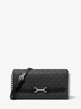 Большая фирменная сумка-трансформер с логотипом Carson Michael Kors, черный