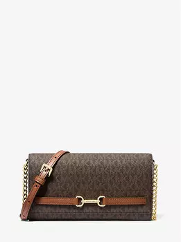 Большая фирменная сумка-трансформер с логотипом Carson Michael Kors, коричневый