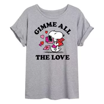 Большая футболка для детей Peanuts Snoopy "Gimme All The Love" ко Дню святого Валентина Licensed Character