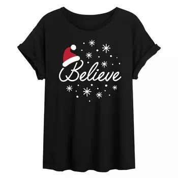 Большая футболка для юниоров «Believe With Santa Hat» Licensed Character, черный