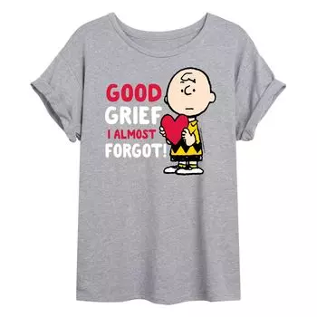 Большая футболка на День святого Валентина Juniors' Peanuts Charlie Brown "Good Grief" Licensed Character