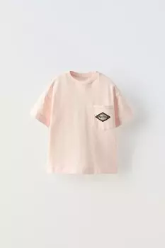 Большая футболка olita с карманом ZARA, розовый