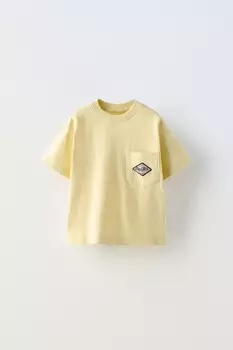 Большая футболка olita с карманом ZARA, желтый