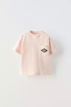 Большая футболка olita с карманом ZARA, розовый