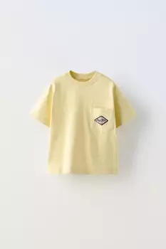 Большая футболка olita с карманом ZARA, желтый